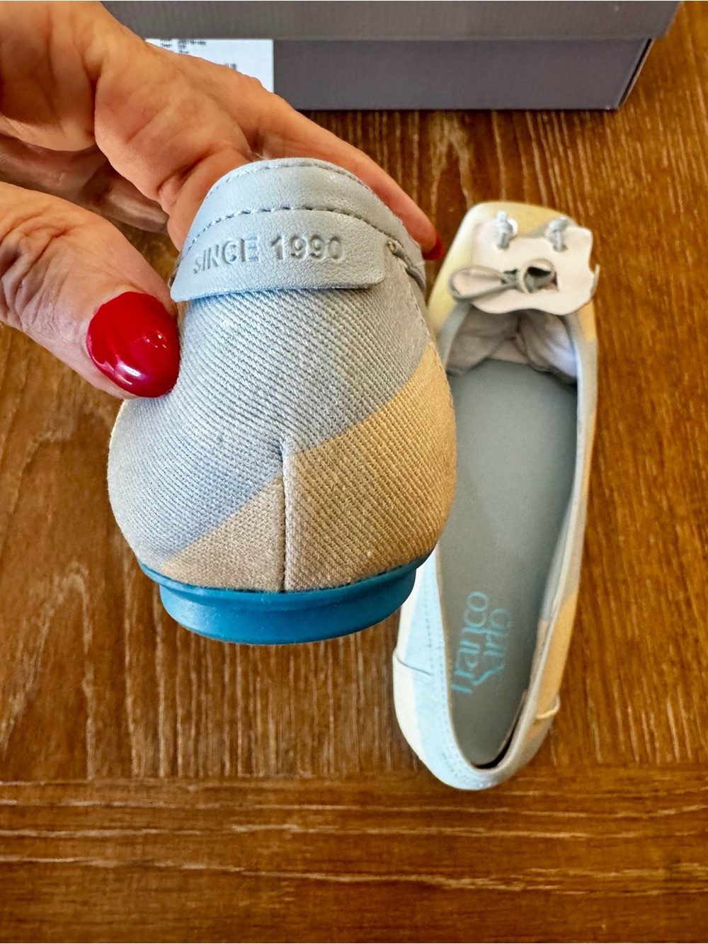 NIB Franco Sarto lite blue stripe Imara ballet flats 8 - Picture 7 of 13